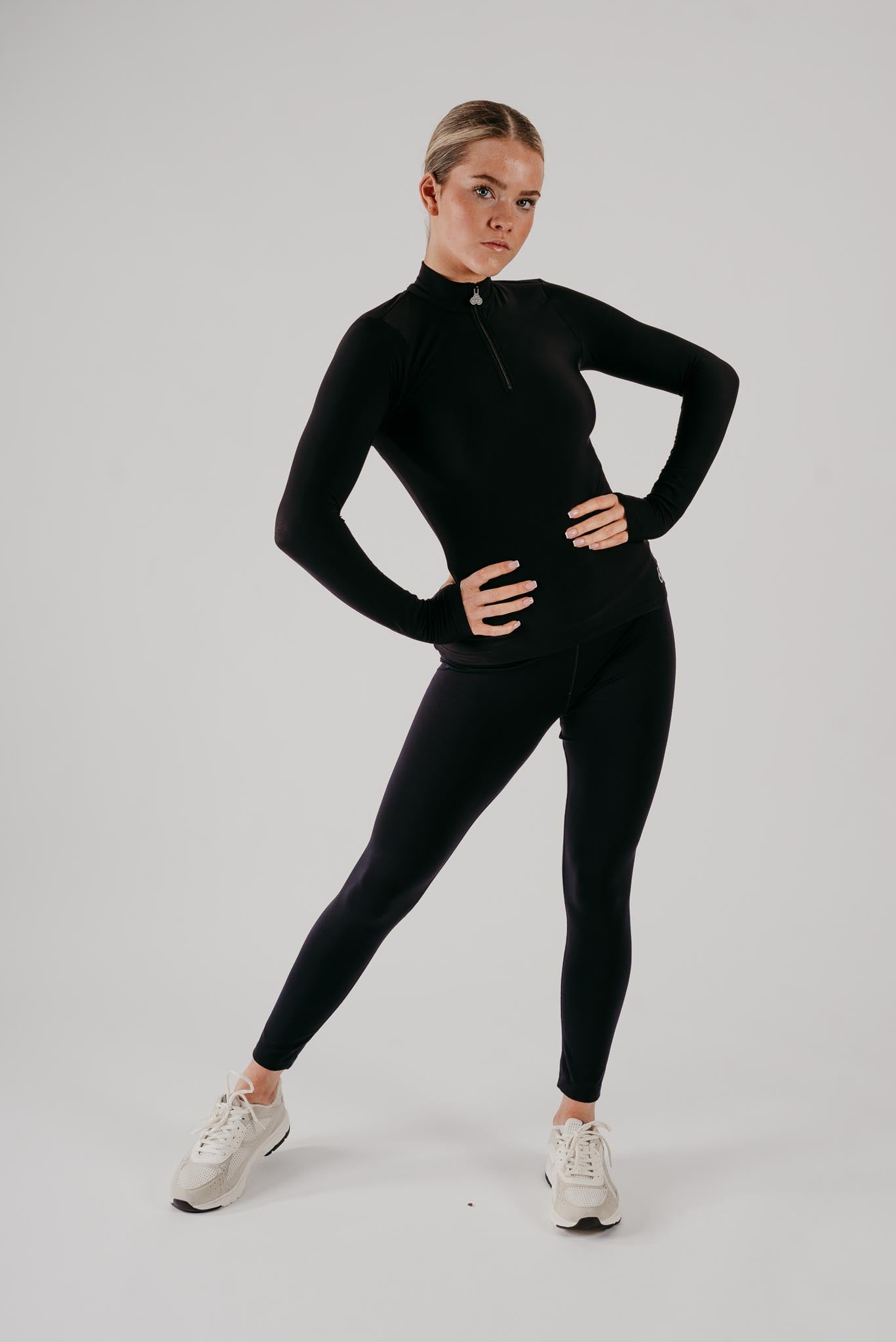 Women's Figure Skating Phoenix Half Zip Top in Black | Chique Sport