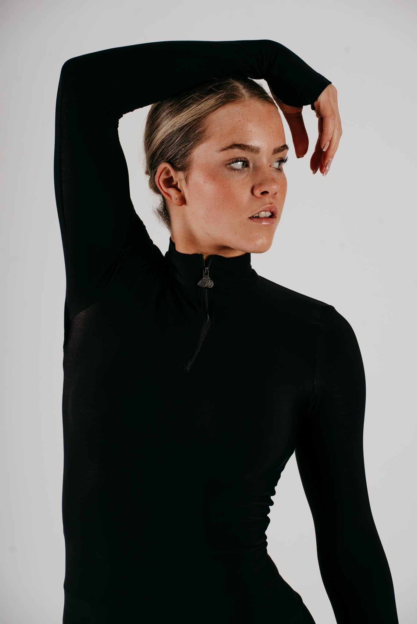 Women's Figure Skating Phoenix Half Zip Top in Black | Chique Sport Women's Figure Skating Phoenix Half Zip Top in Black | Chique Sport