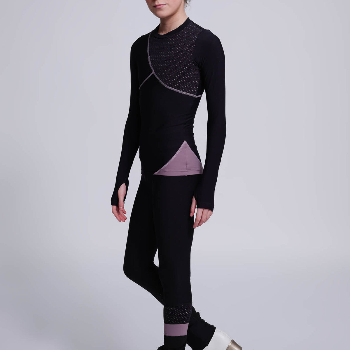 Girl's No-Slip Figure Skating Leggings in White | Chique Sport