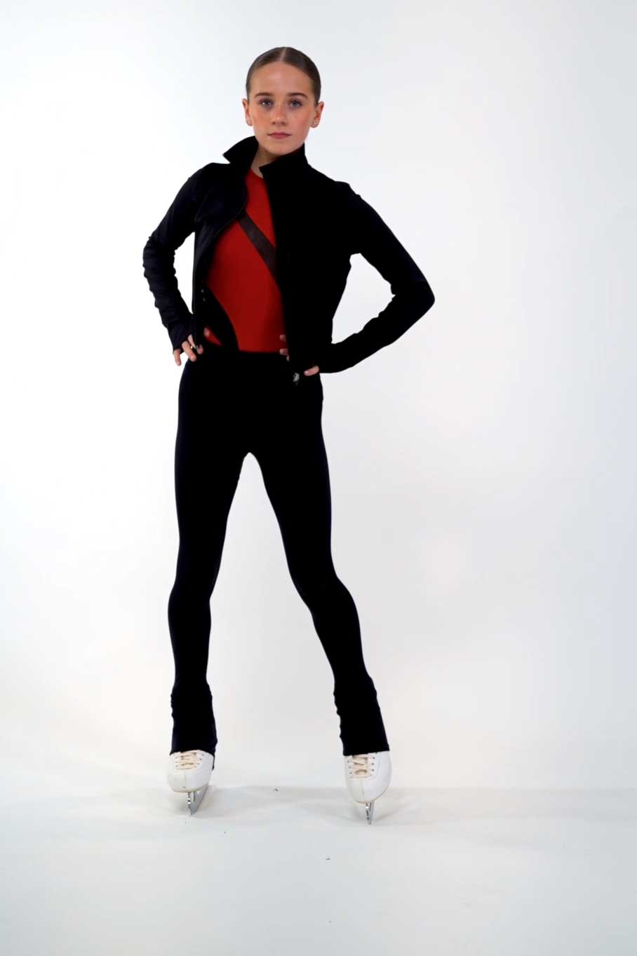 Girl's Figure Skating Phoenix Full Zip Jacket in Black