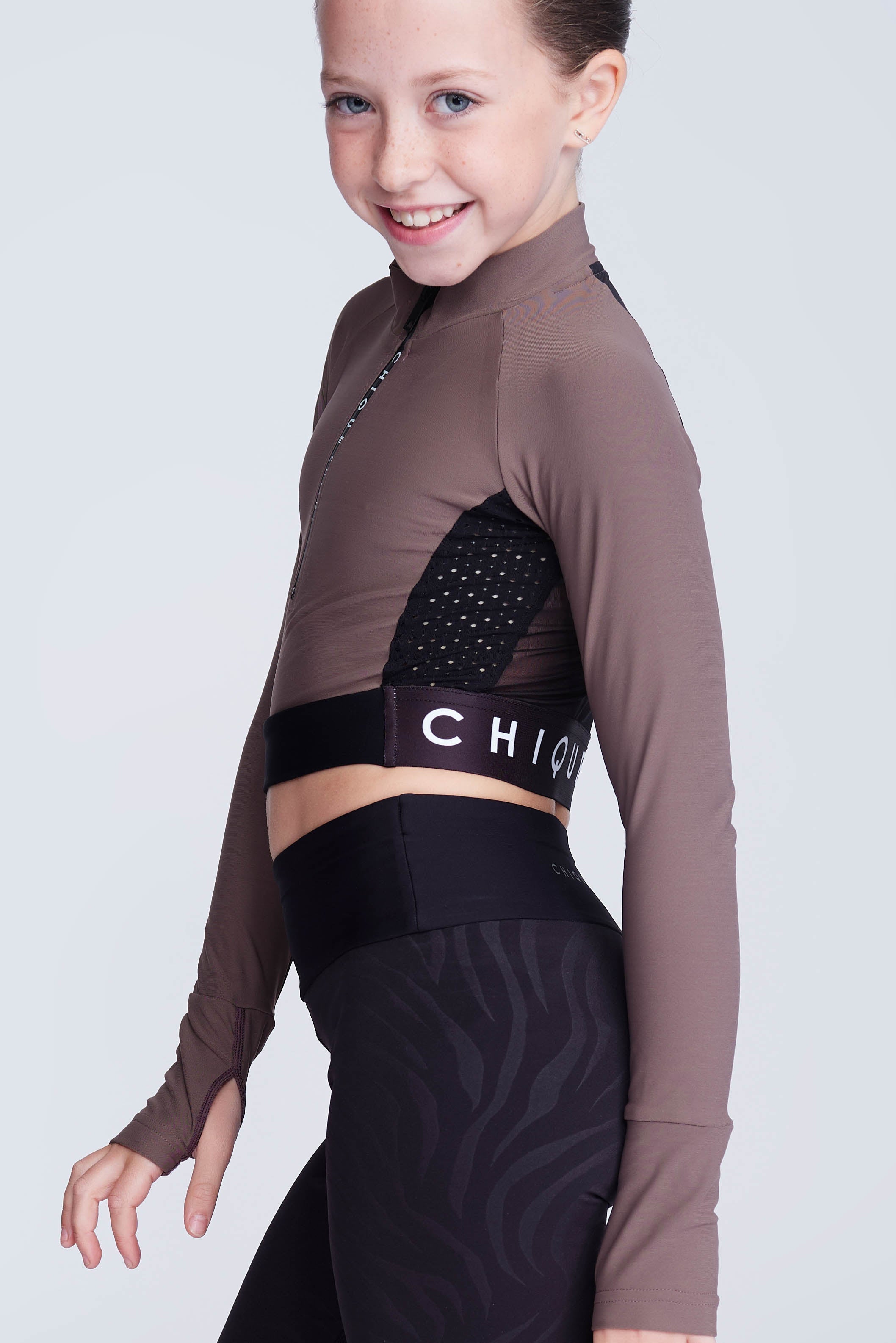 Ignite Long-Sleeve Crop in Taupe