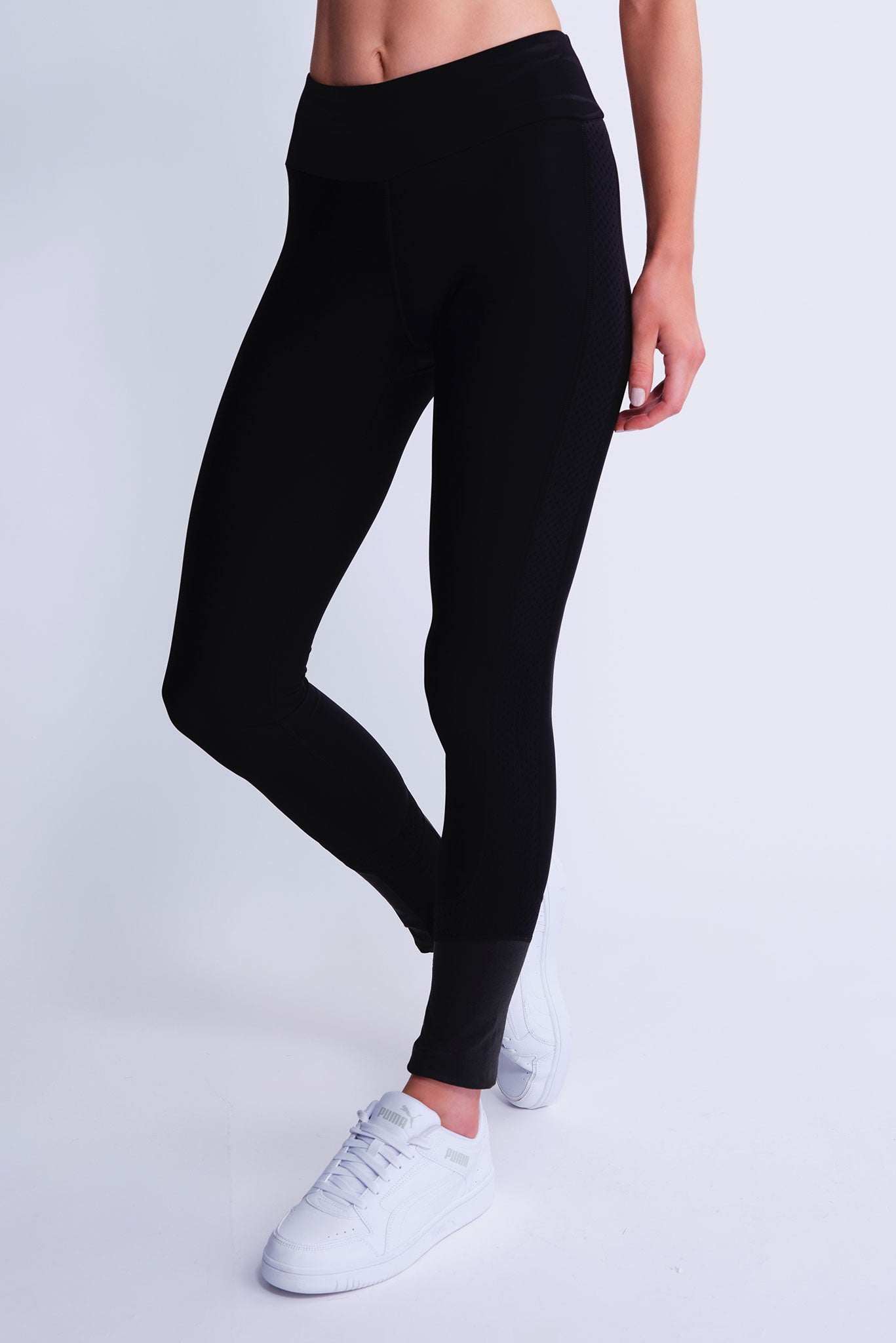 Women s Mesh Figure Skating Leggings in Black Chique Sport