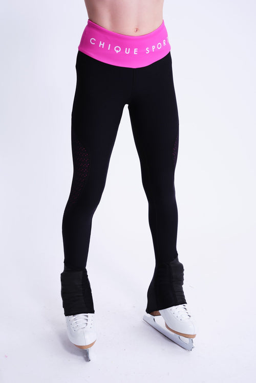 Girl's Figure Skating Training Leggings in Fuchsia Chique Sport