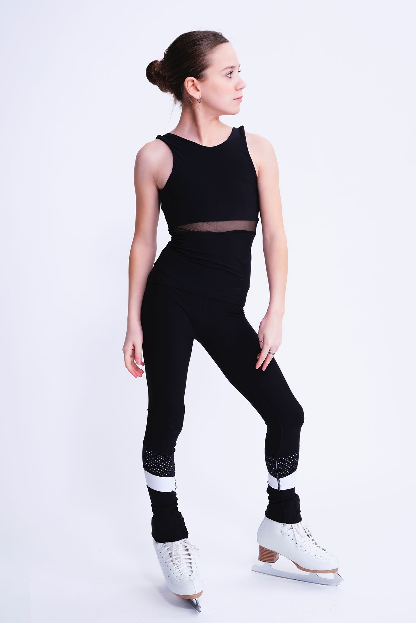 Girl's No-Slip Figure Skating Leggings in White | Chique Sport