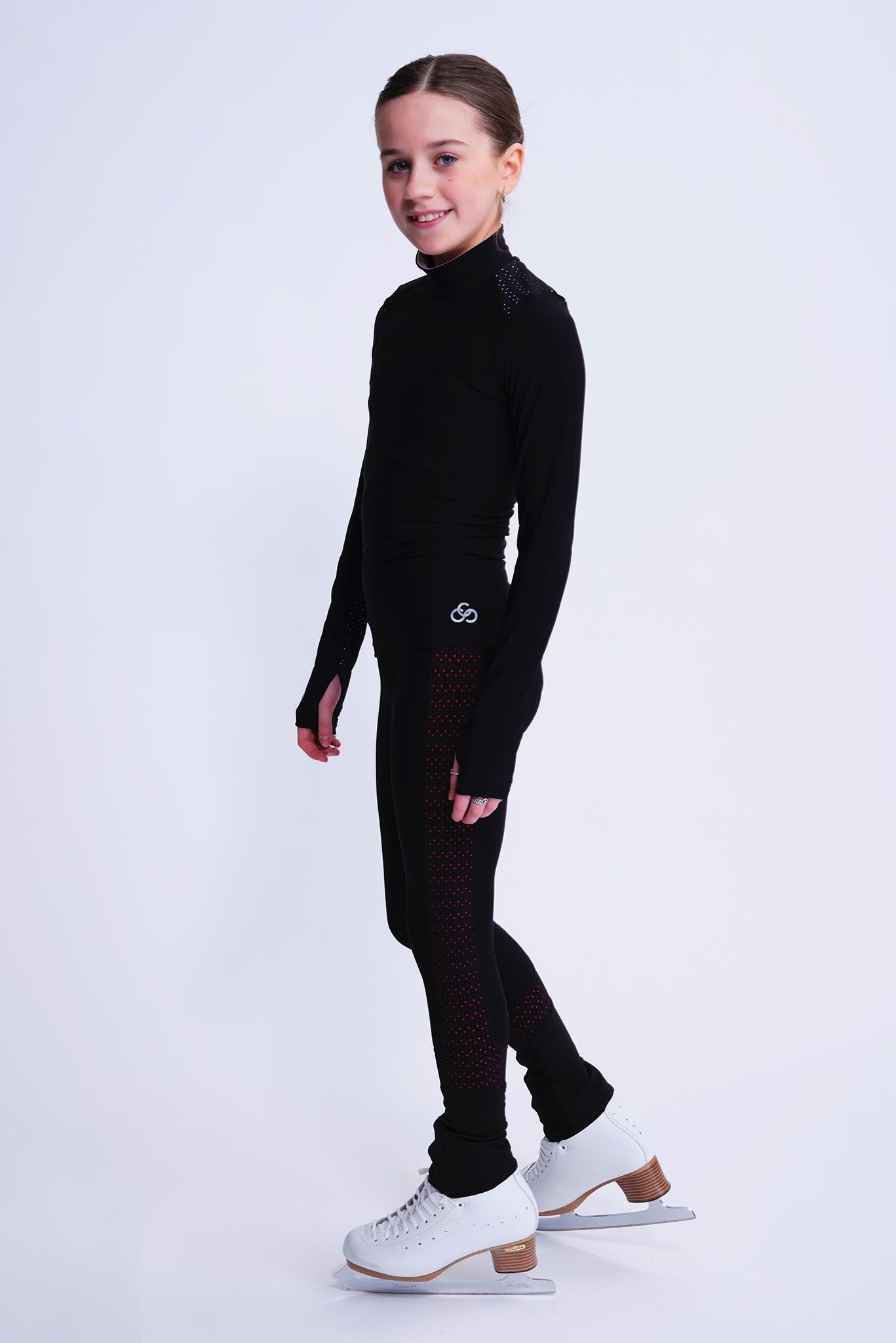 Girl's Mesh Figure Skating Leggings in Red | Chique Sport