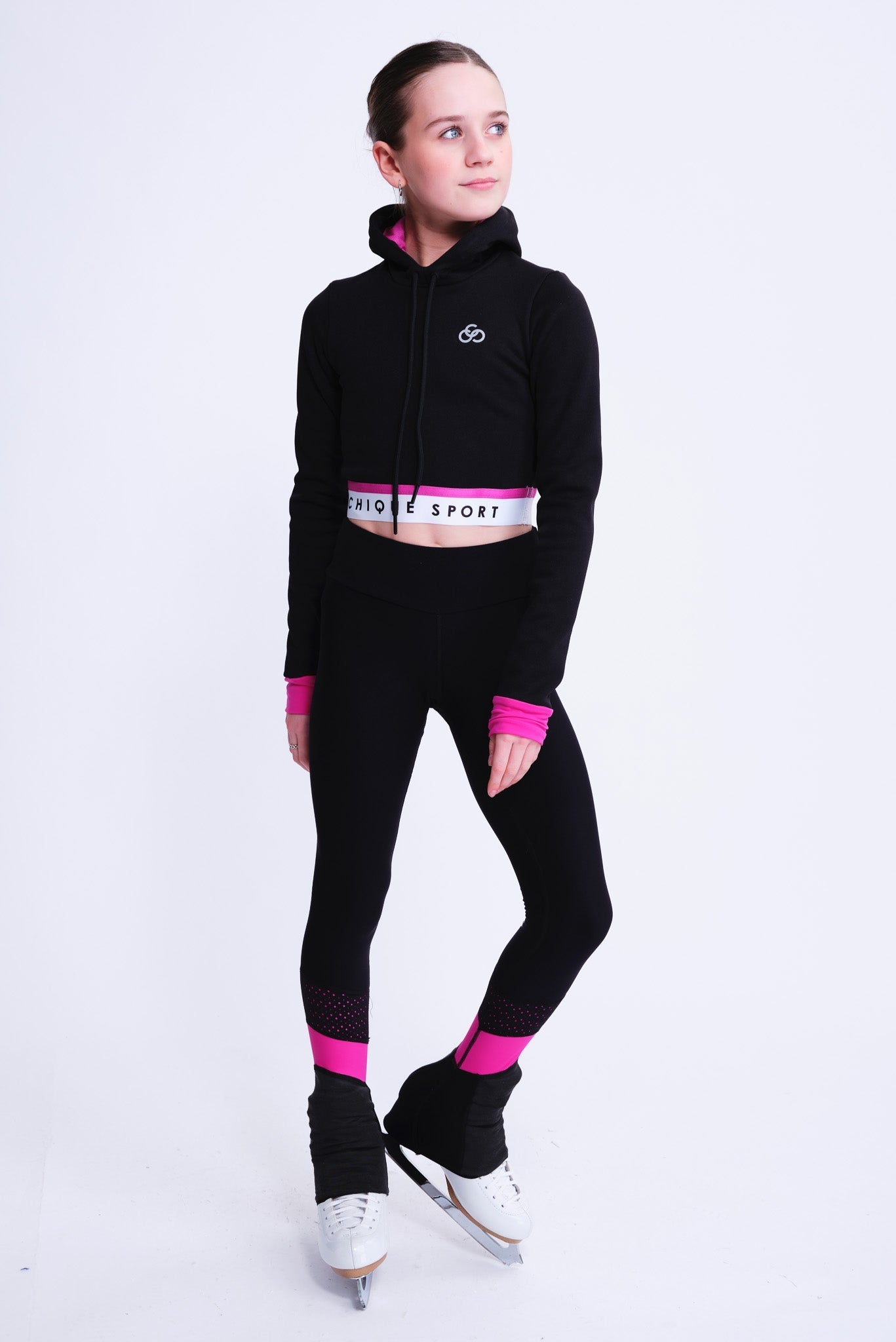 Fearless Crop Hoodie in Black and Fuchsia