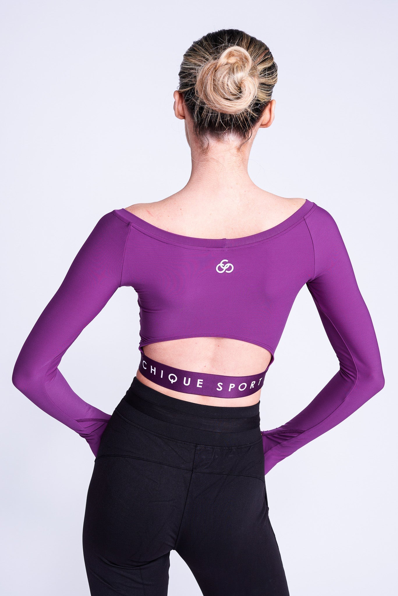 Empower Long-Sleeve Crop Top in Berry